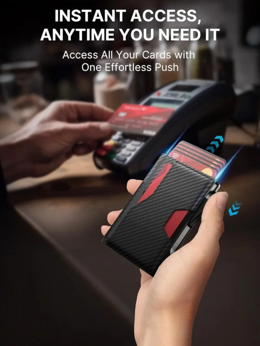 Slim RFID-Blocking Leather Wallet for Men with Money Clip & ID Window, Holds